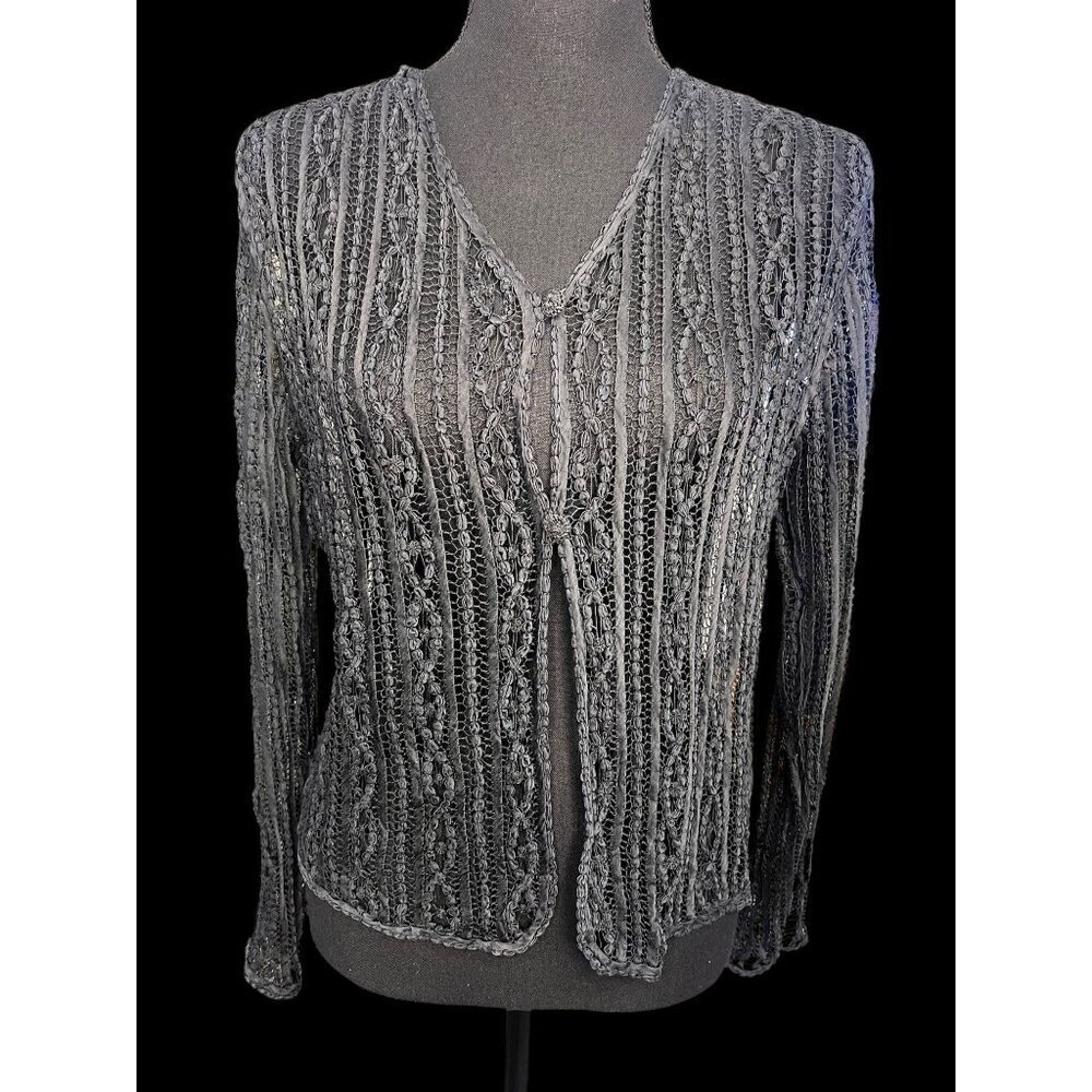 Soulmates Sheer Long Sleeve Cardigan Sweater Women SM BLACK Vintage Whimsygoth